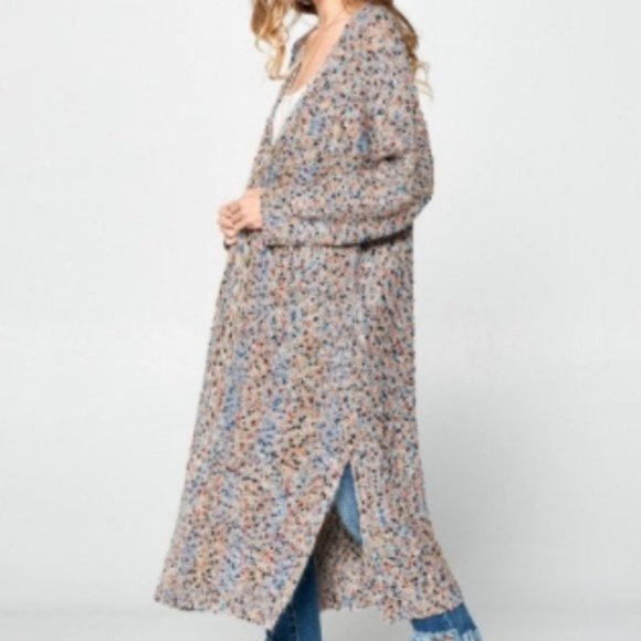 Duster Cardigan Sweater Popcorn Mauve - Picture 2 of 12